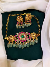 Ruby Flower Jadau Necklace with Earrings - KN0054